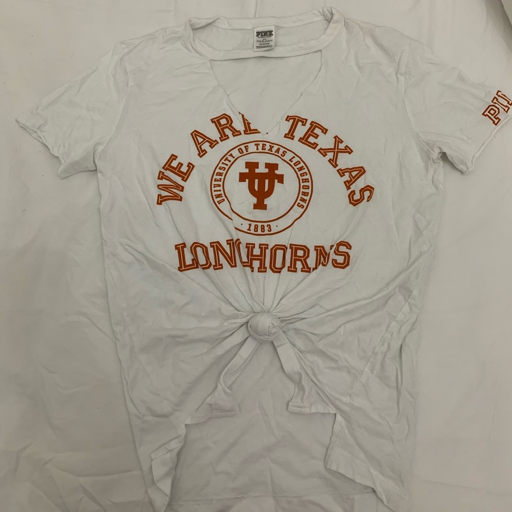 PINK Texas Longhorns v neck